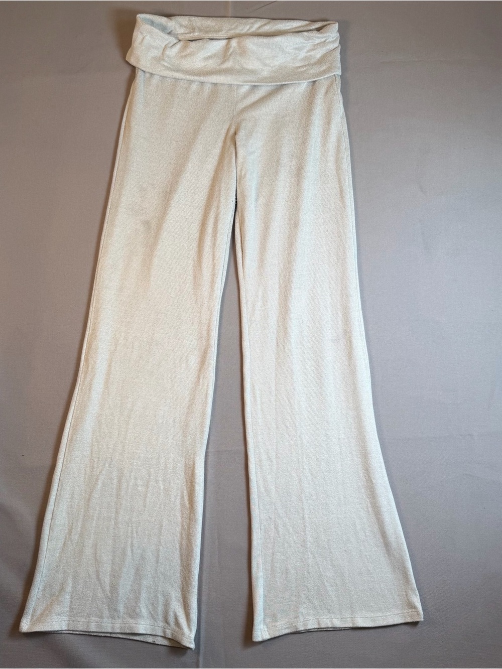 Hollister Sleep szS Oatmeal Wide-Leg Fold-Over Waist Pants Comfy *slight piling